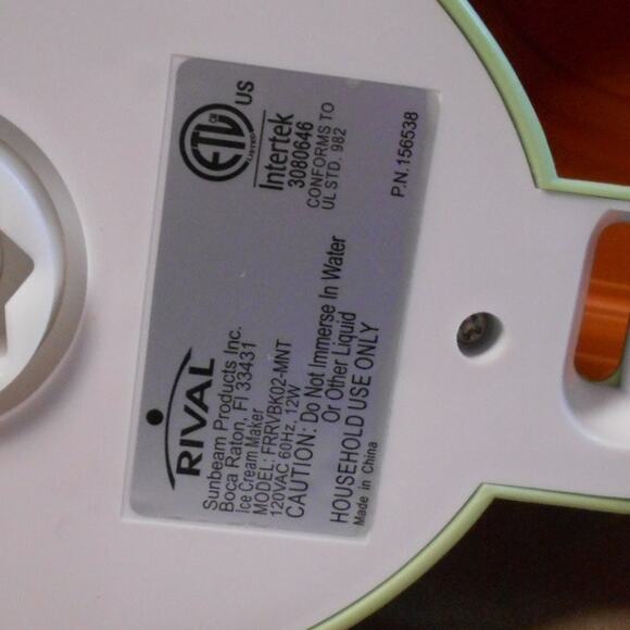 Rival Frozen Delights 2 Quart Ice Cream Maker FRRVBK02-MNT Mint Works - Picture 11 of 11